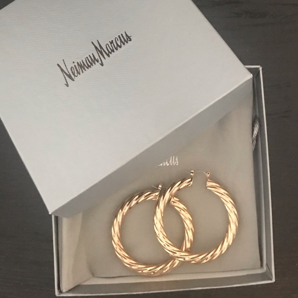 Kenneth Jay Lane Textured Hoop Earrings